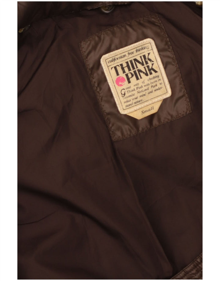 Think Pink ženski podstavljeni kaput s kapuljačom UK 10 Small Brown