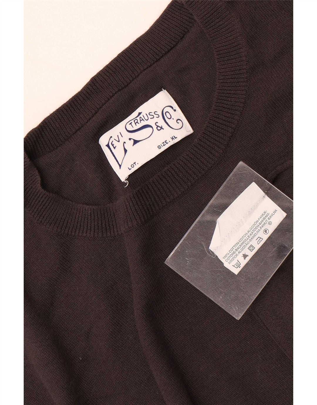 Levi's muški pulover s okruglim izrezom XL smeđi pamuk
