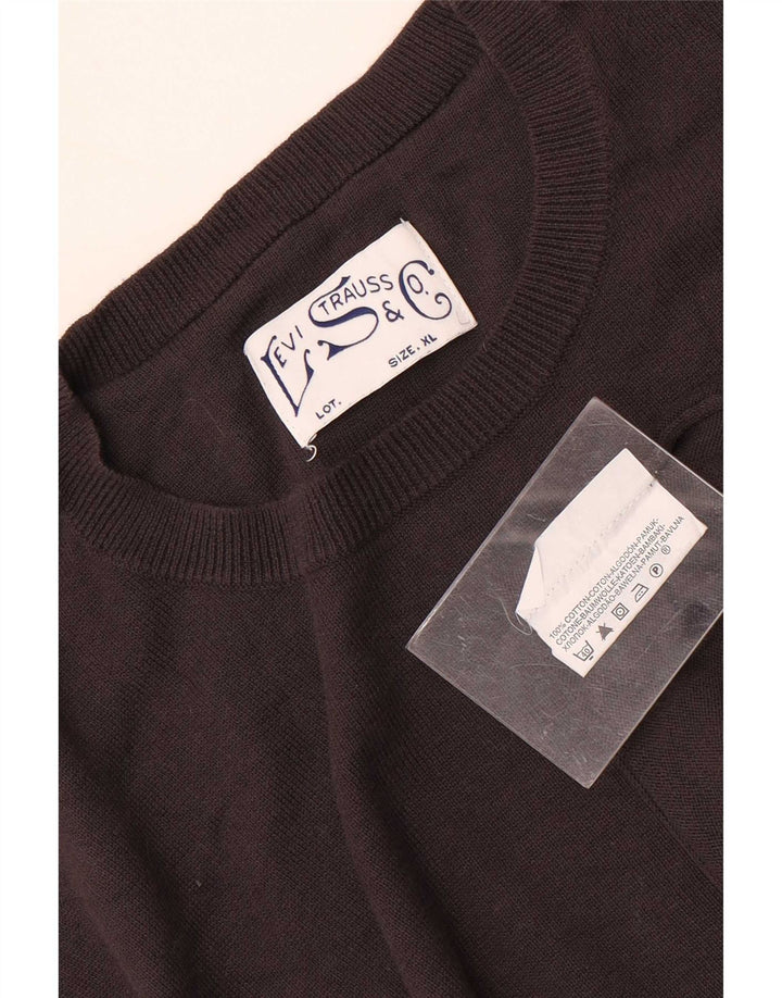 Levi's muški pulover s okruglim izrezom XL smeđi pamuk