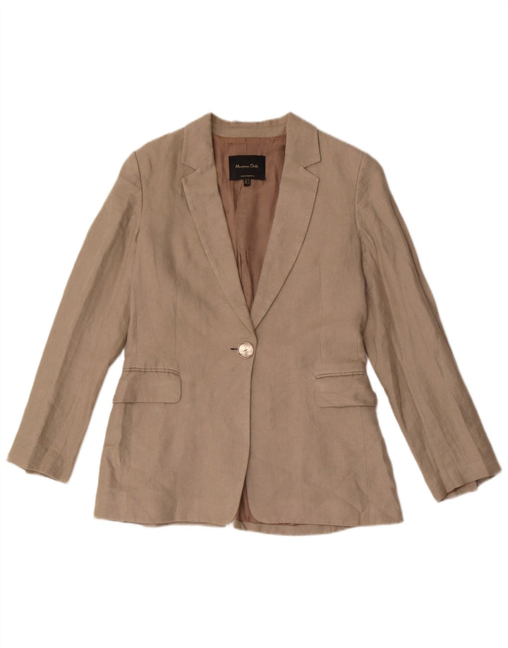 Massimo Dutti Ženska jakna s 1 gumbom EU 38 Mala siva lanena