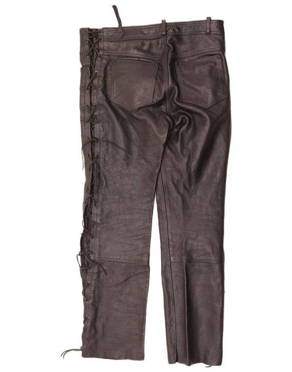 VINTAGE muške kožne hlače W34 L30 crne