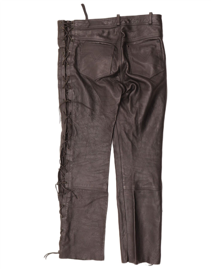 VINTAGE muške kožne hlače W34 L30 crne