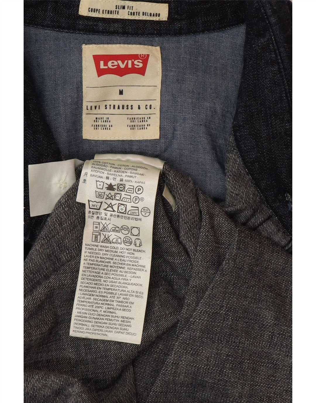 LEVI'S muška uska traper košulja Srednje tamnoplavi pamuk