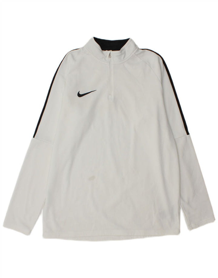 Nike Dri Fit pulover s izrezom i puloverom, gornji dio velike bijele boje