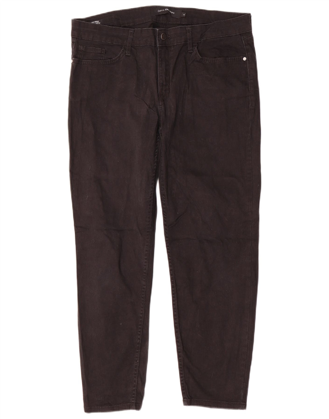 CALVIN KLEIN Ženske uske ležerne hlače US 14 XL W34 L26 crni pamuk