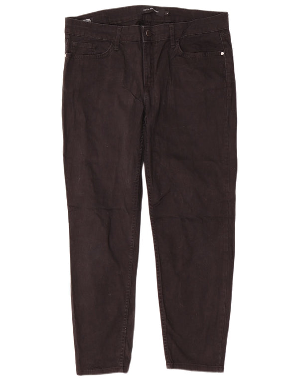 CALVIN KLEIN Ženske uske ležerne hlače US 14 XL W34 L26 crni pamuk