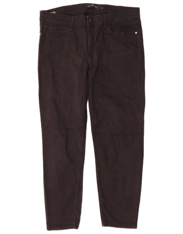 CALVIN KLEIN Ženske uske ležerne hlače US 14 XL W34 L26 crni pamuk