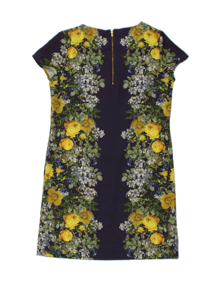 NEXT Womens Sheath Dress UK 10 Small Navy Blue Floral Polyester Vintage Next and Second-Hand Next from Messina Hembry 