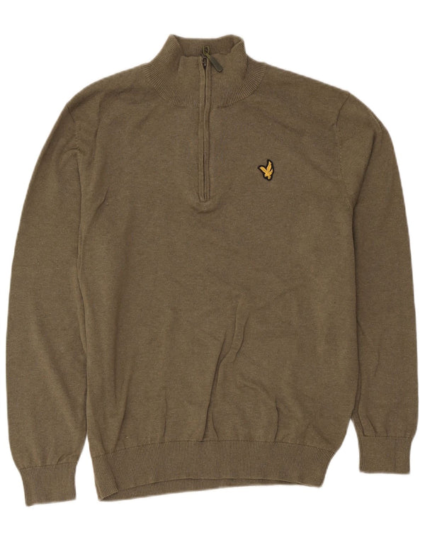 Lyle & Scott ženski džemper s izrezom s patentnim zatvaračem UK 20 2XL kaki pamuk