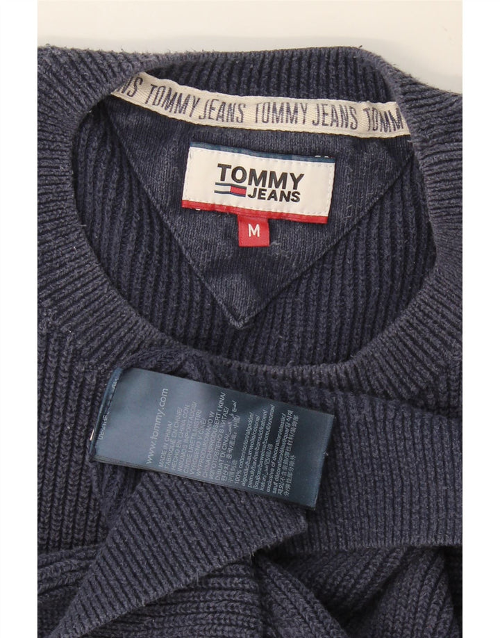 TOMMY HILFIGER Mens Graphic Crew Neck Jumper Sweater Medium Navy Blue
