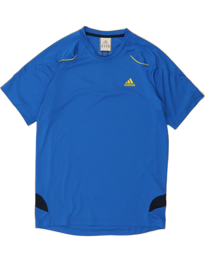 ADIDAS Mens T-Shirt Top Medium Blue Colourblock Polyester Vintage Adidas and Second-Hand Adidas from Messina Hembry 