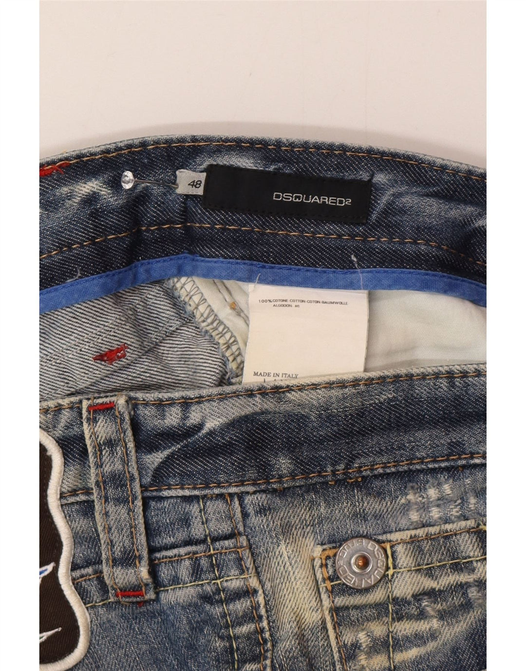 Dsquared2 Ženske otrcane uske traperice W32 L32 Plavi pamuk