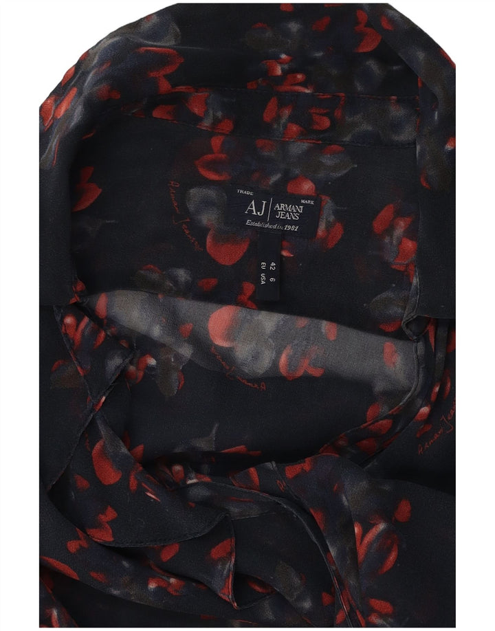 ARMANI JEANS Ženska košulja s volanima sprijeda EU 42 Velika tamnoplava cvjetna