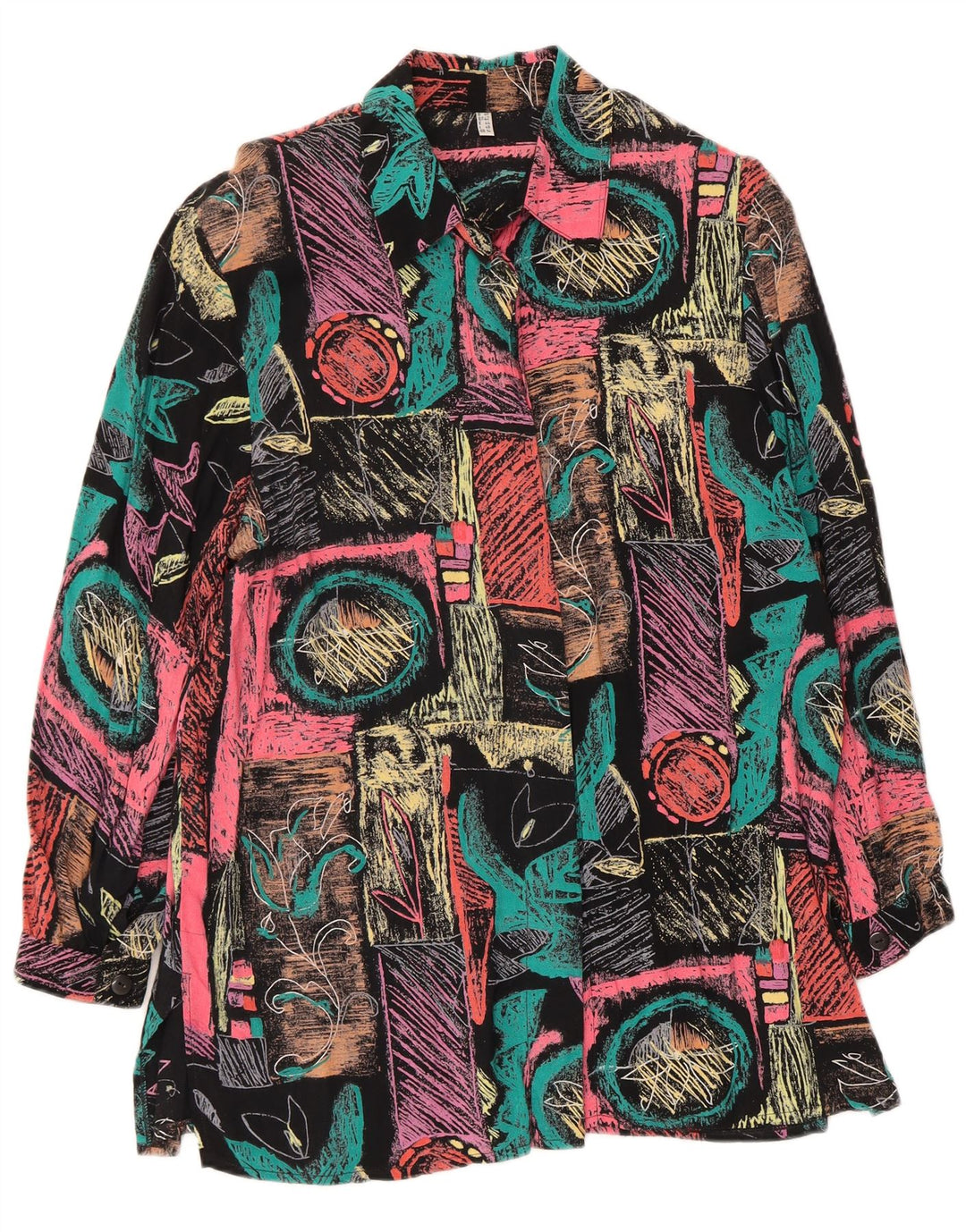Vintage ženska košulja bluza UK 14 Velika raznobojna patchwork viskoza