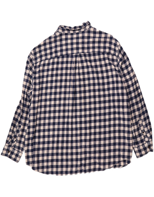 CHAPS Mens Big & Tall Flannel Shirt 4XL Navy Blue Gingham Cotton