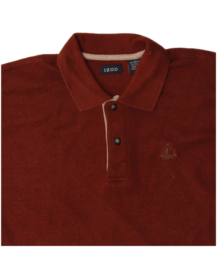 IZOD Muški džemper s polo izrezom, veliki kestenjasti pamuk