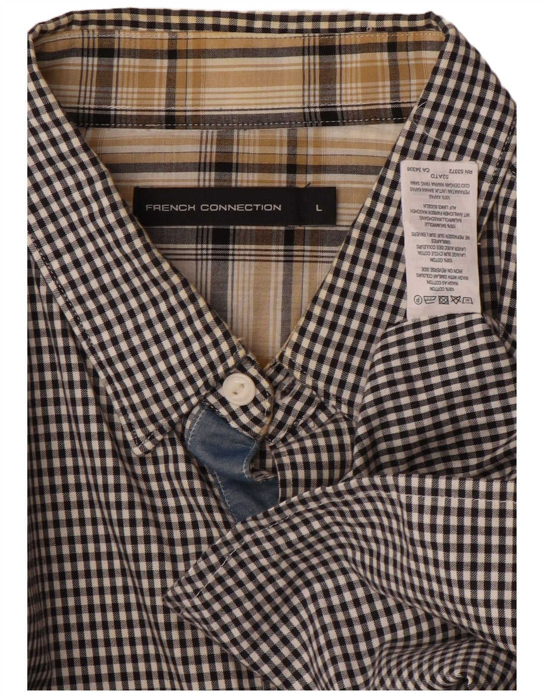 FRENCH CONNECTION Velika muška košulja od crnog gingham pamuka