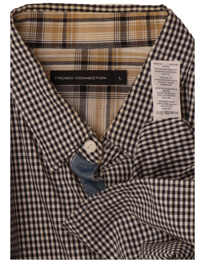 FRENCH CONNECTION Velika muška košulja od crnog gingham pamuka