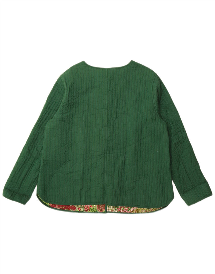 DW-Shop Ženska reverzibilna jakna EU 46 XL Zeleni cvjetni pamuk