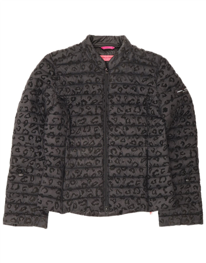 FRIEDA & FREDDIES Ženska podstavljena jakna EU 40 srednje sive boje sa životinjskim printom