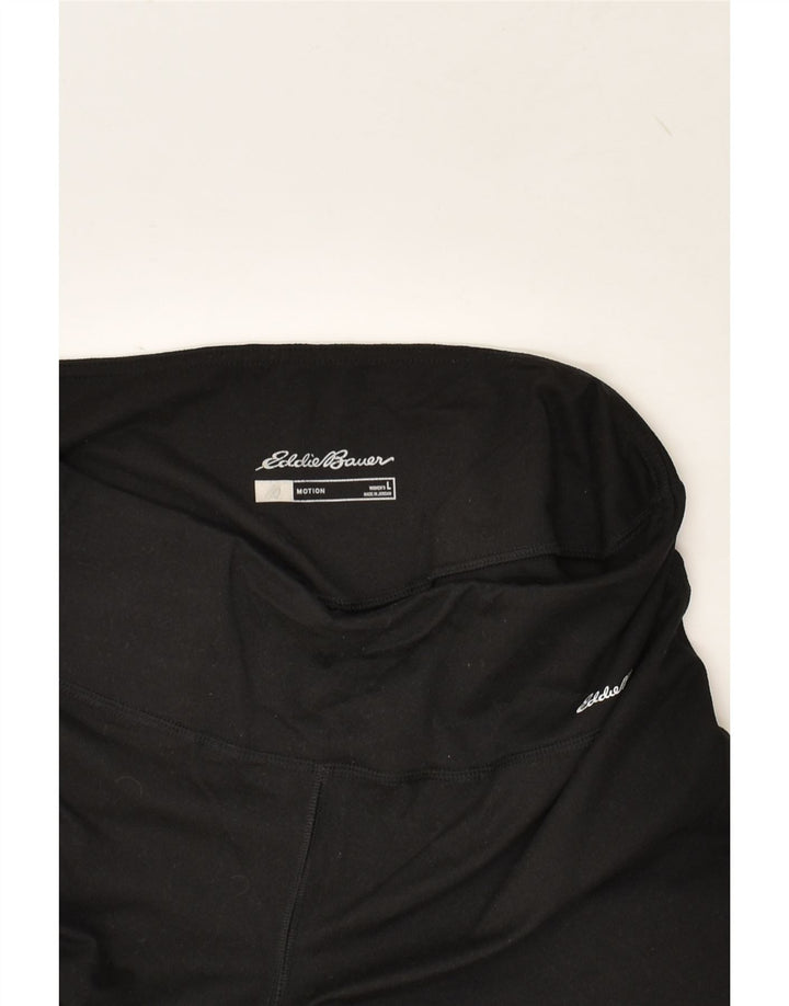 EDDIE BAUER Womens Tracksuit Trousers UK 14 Large Black Polyester | Vintage Eddie Bauer | Thrift | Second-Hand Eddie Bauer | Used Clothing | Messina Hembry 