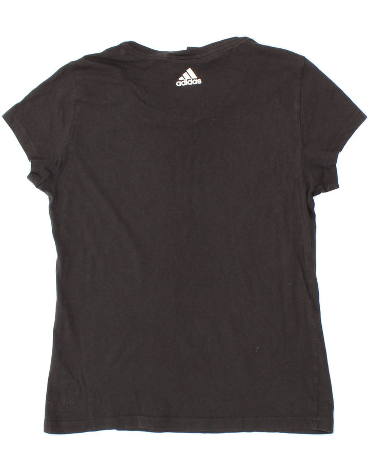 ADIDAS Womens Graphic T-Shirt Top UK 14 Medium Black Vintage Adidas and Second-Hand Adidas from Messina Hembry 