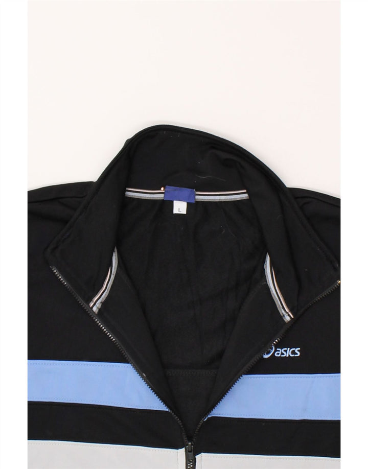 ASICS Womens Tracksuit Top Jacket UK 16 Large Black Colourblock Vintage Asics and Second-Hand Asics from Messina Hembry 