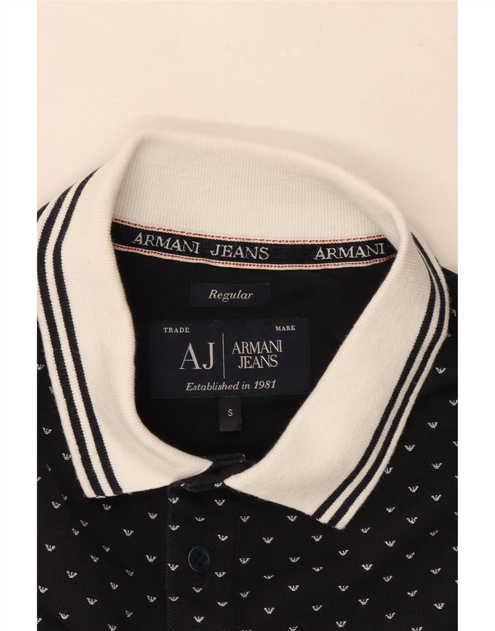 Armani Regular polo majica, mala pamučna crna točkasta majica