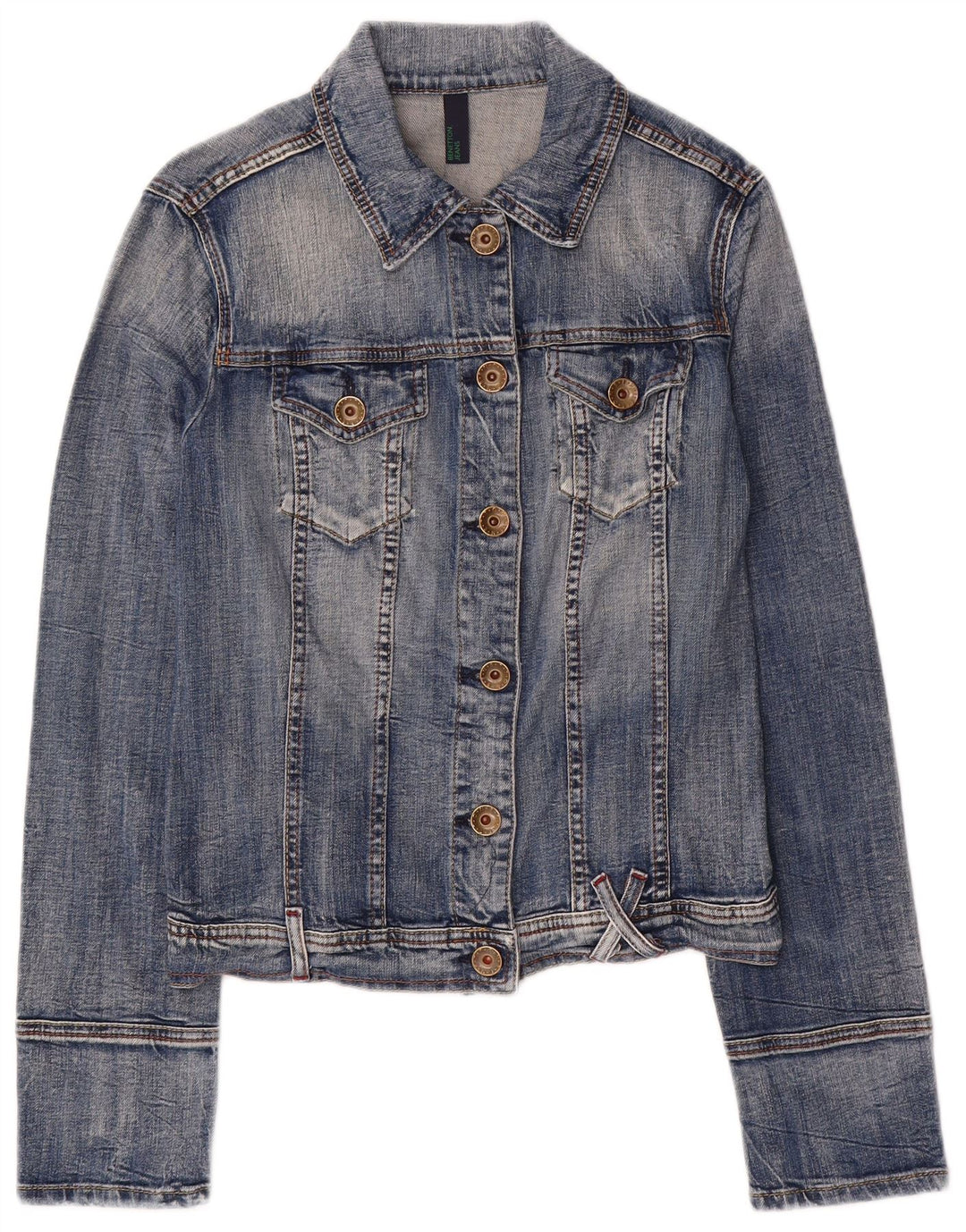 Benetton ženska traper jakna UK 14 Large Blue Cotton
