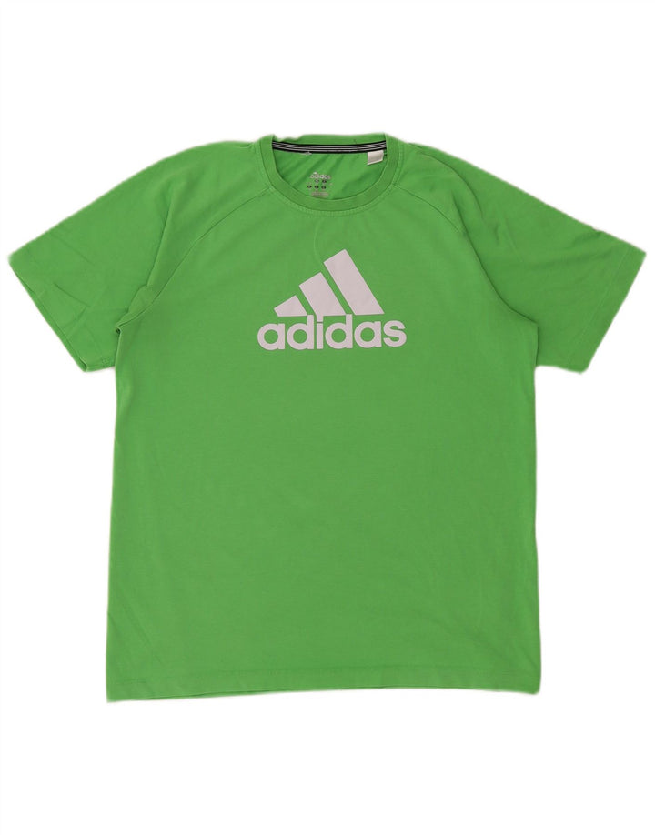 ADIDAS Boys Climalite Graphic T-Shirt Top 15-16 Years Zeleni pamuk