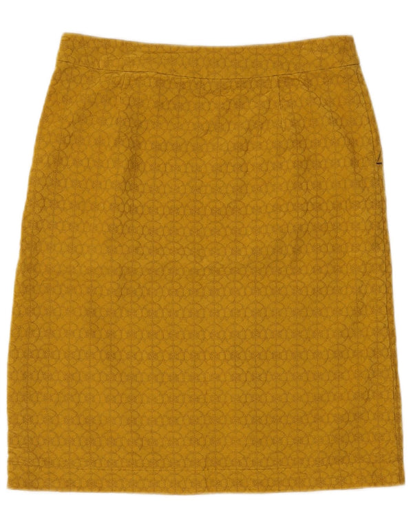 WHITE STUFF Ženska ravna suknja UK 8 Mala W28 Žuti geometrijski pamuk