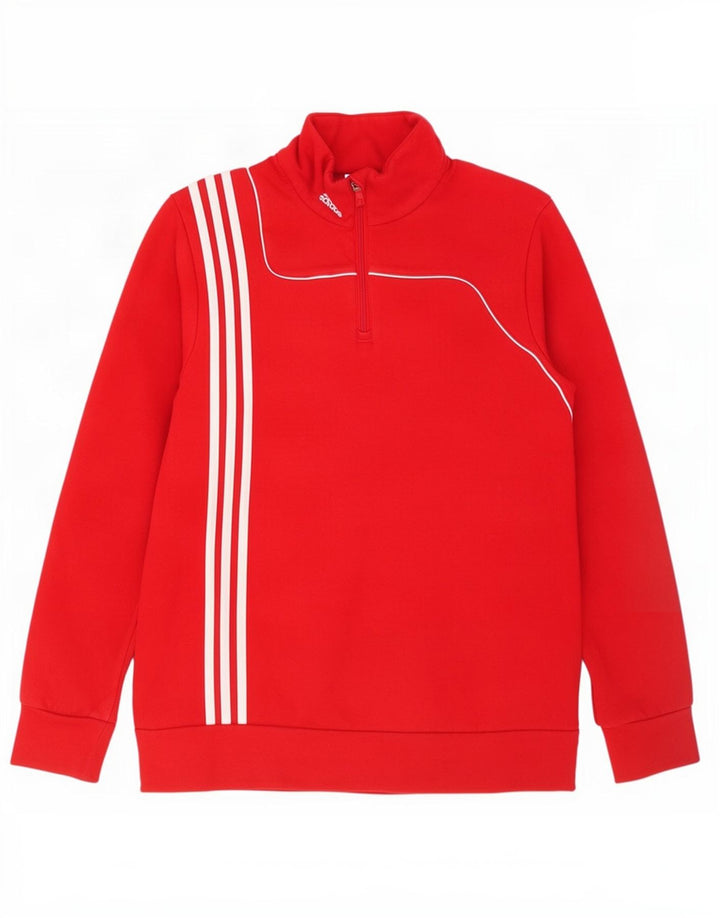 Adidas muška majica s izrezom na patentni zatvarač, srednji crveni pamuk
