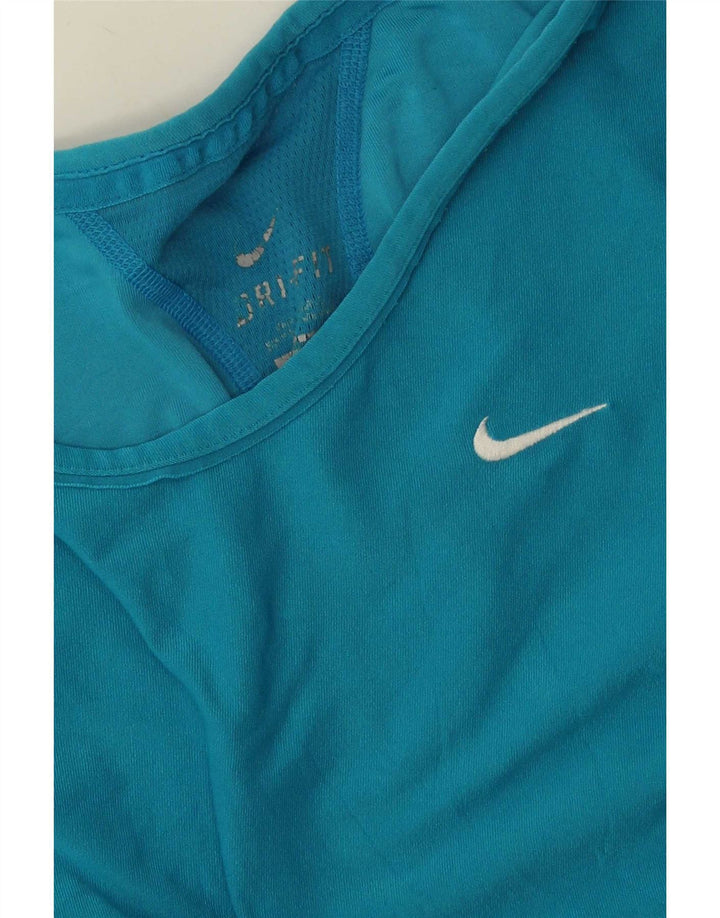 Nike Dri Fit T-Shirt Top UK 10 Mali plavi poliester