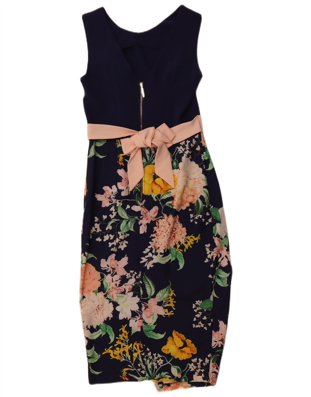 ORMARI Ženska dotjerana haljina bez rukava UK 8 Mala tamnoplava cvjetna