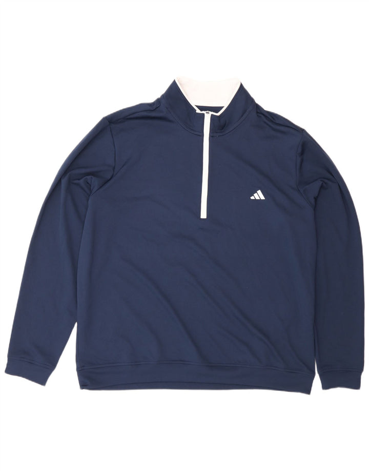 Adidas muška majica s izrezom s patentnim zatvaračem XL tamnoplavi poliester