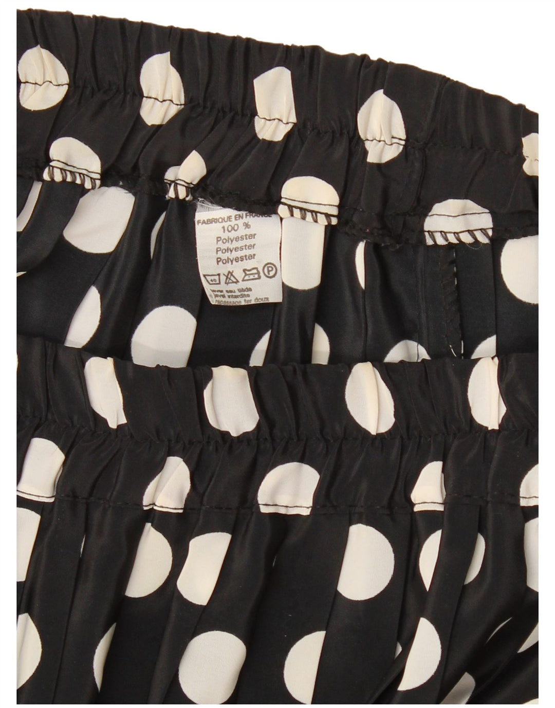 VINTAGE ženska plisirana suknja W26 mali crni poliester na točkice
