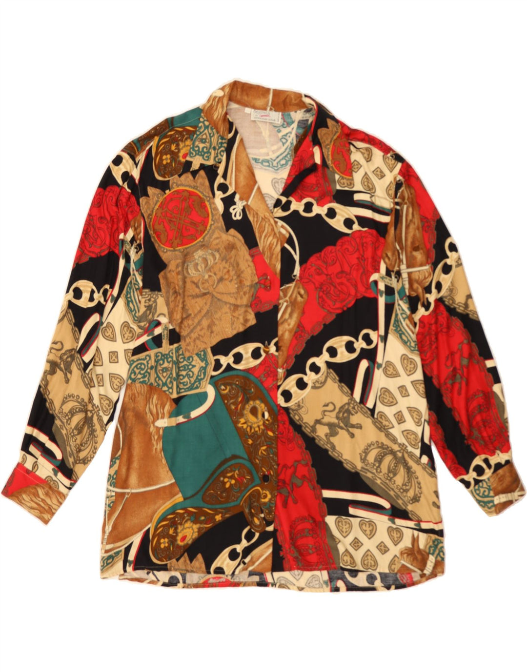 EMMANUEL SCHVILI Womens Oversized Shirt Blouse IT 40 Small Multicoloured Vintage Emmanuel Schvili and Second-Hand Emmanuel Schvili from Messina Hembry 