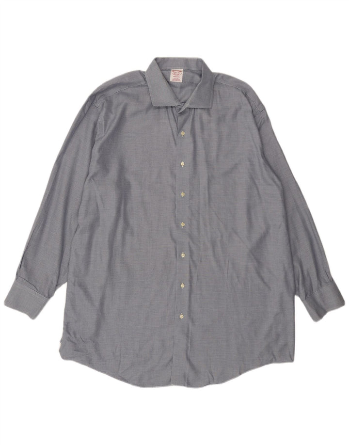 BROOKS BROTHERS Muška Madison košulja veličina 18 1/2 2XL plavi pamuk u obliku ptičje zube