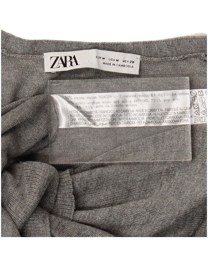 Zara ženski kardigan pulover UK 14 Srednje siva viskoza