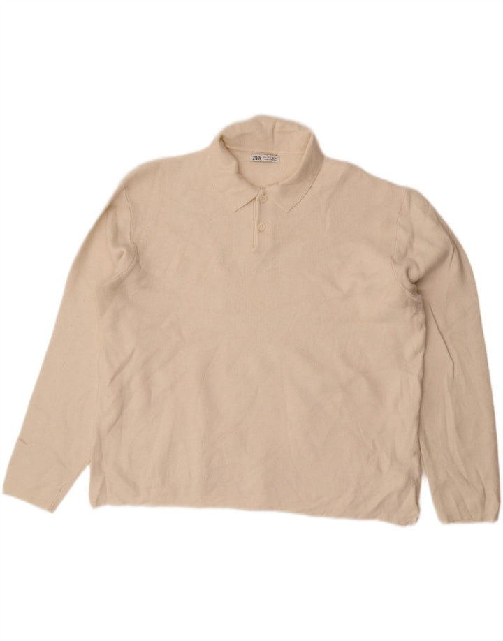 Zara muški pulover s polo ovratnikom, veliki bijeli