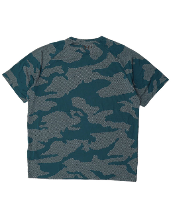 UNDER ARMOUR Mens T-Shirt Top XL Green Camouflage Polyester