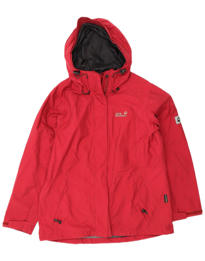 Jack Wolfskin ženska kišna jakna s kapuljačom UK 14/16 veliki crveni poliamid