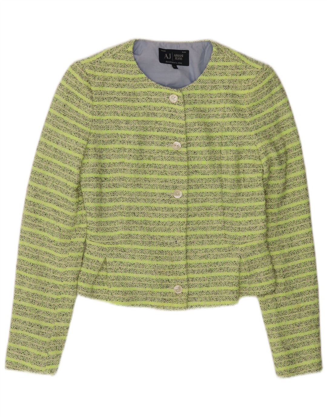 ARMANI JEANS Ženska skraćena jakna sa 5 gumba IT 42 srednje zelene pruge