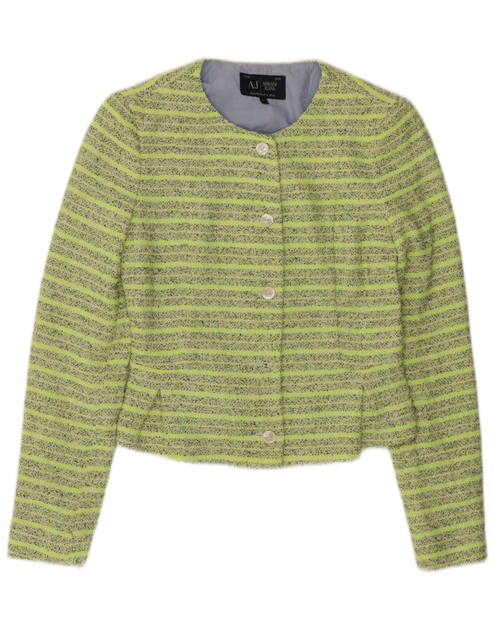 ARMANI JEANS Ženska skraćena jakna sa 5 gumba IT 42 srednje zelene pruge