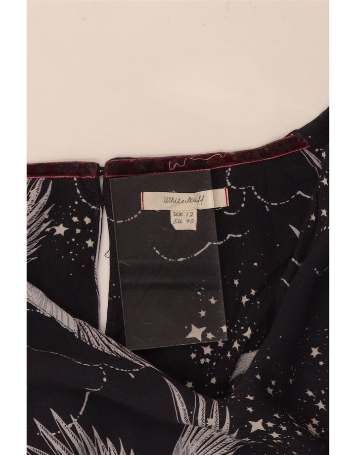 WHITE STUFF Womens 3/4 Sleeve Tunic Top UK 12 Medium  Black Floral Vintage White Stuff and Second-Hand White Stuff from Messina Hembry 