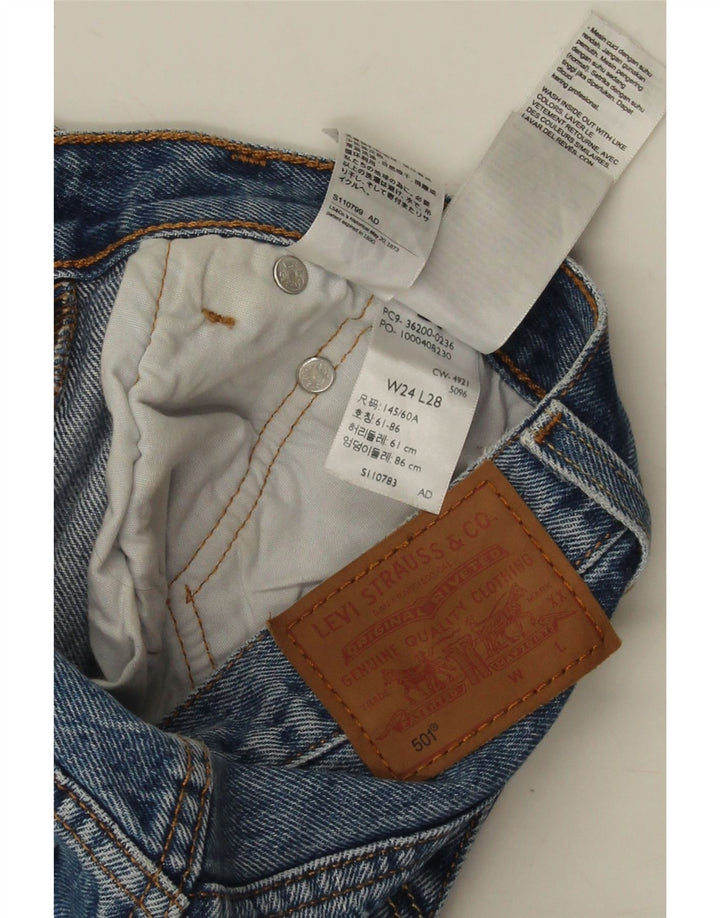 Levi's ženske 501 ravne traperice W24 L28 plavi pamuk