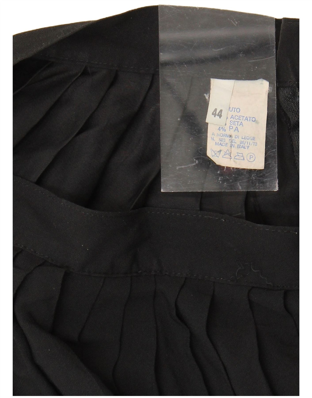 VINTAGE Womens Pleated Skirt IT 44 Medium W28 Black Acetate