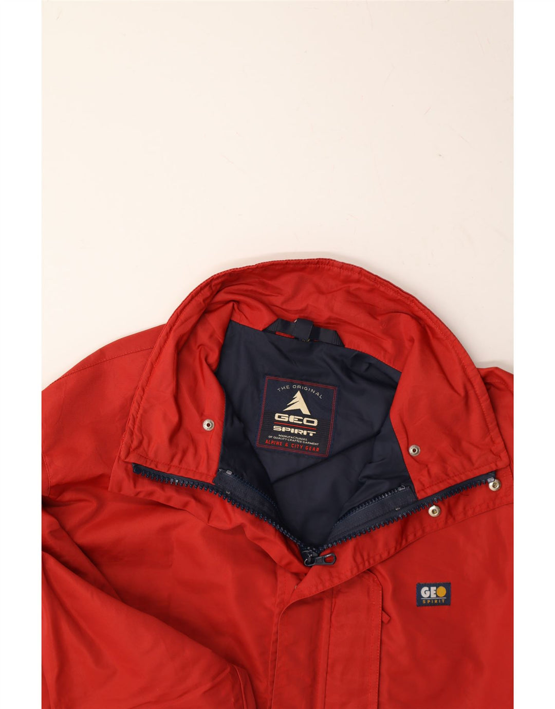 GEO SPIRIT Mens Windbreaker Jacket UK 40 Large Red Colourblock Polyester Vintage Geo Spirit and Second-Hand Geo Spirit from Messina Hembry 