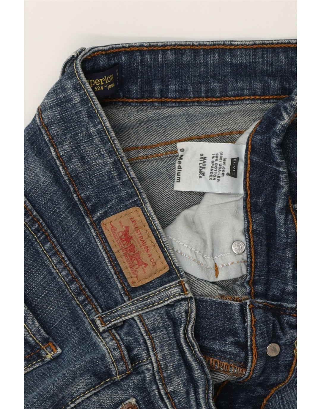 LEVI'S ženske 524 super niske uske traperice US 9 srednje W30 L28 plavi pamuk