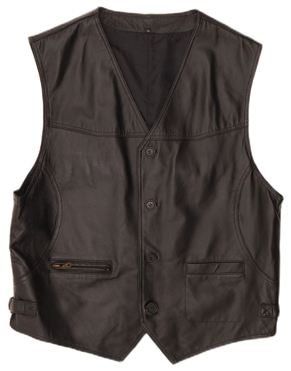 VINTAGE muški kožni prsluk srednje crne kože